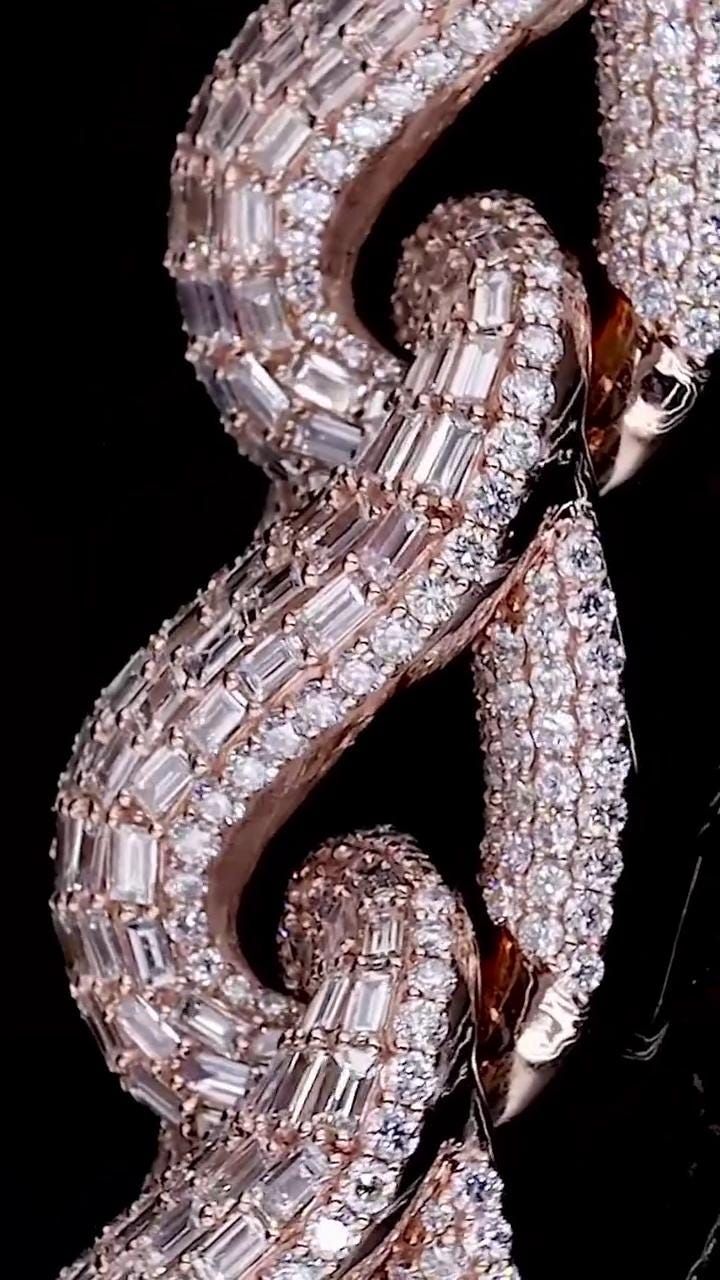 18mm New Wave Infinity Link Bracelet | VVS1 Moissanite Diamonds | Rose Gold Plated 925 Sterling Silver Men's Hip Hop Jewelry | Gift for him