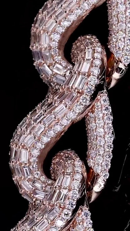 18mm New Wave Infinity Link Bracelet | VVS1 Moissanite Diamonds | Rose Gold Plated 925 Sterling Silver Men's Hip Hop Jewelry | Gift for him