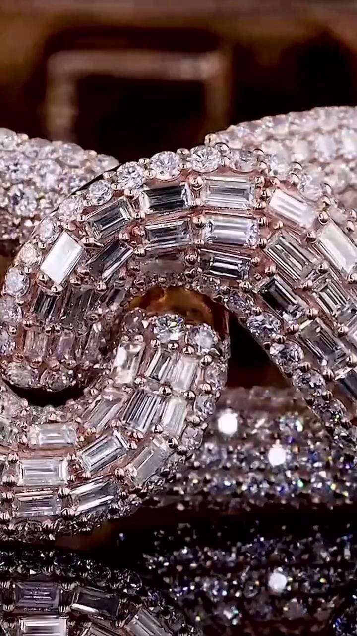 18mm New Wave Infinity Link Bracelet | VVS1 Moissanite Diamonds | Rose Gold Plated 925 Sterling Silver Men's Hip Hop Jewelry | Gift for him