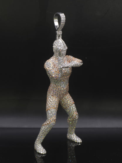 Iced Out Character Pendnat, 3inch tall, D Color VVS1 Moissanite, Rose Gold Plated 925 Sterling Silver, Hip Hop Jewelry