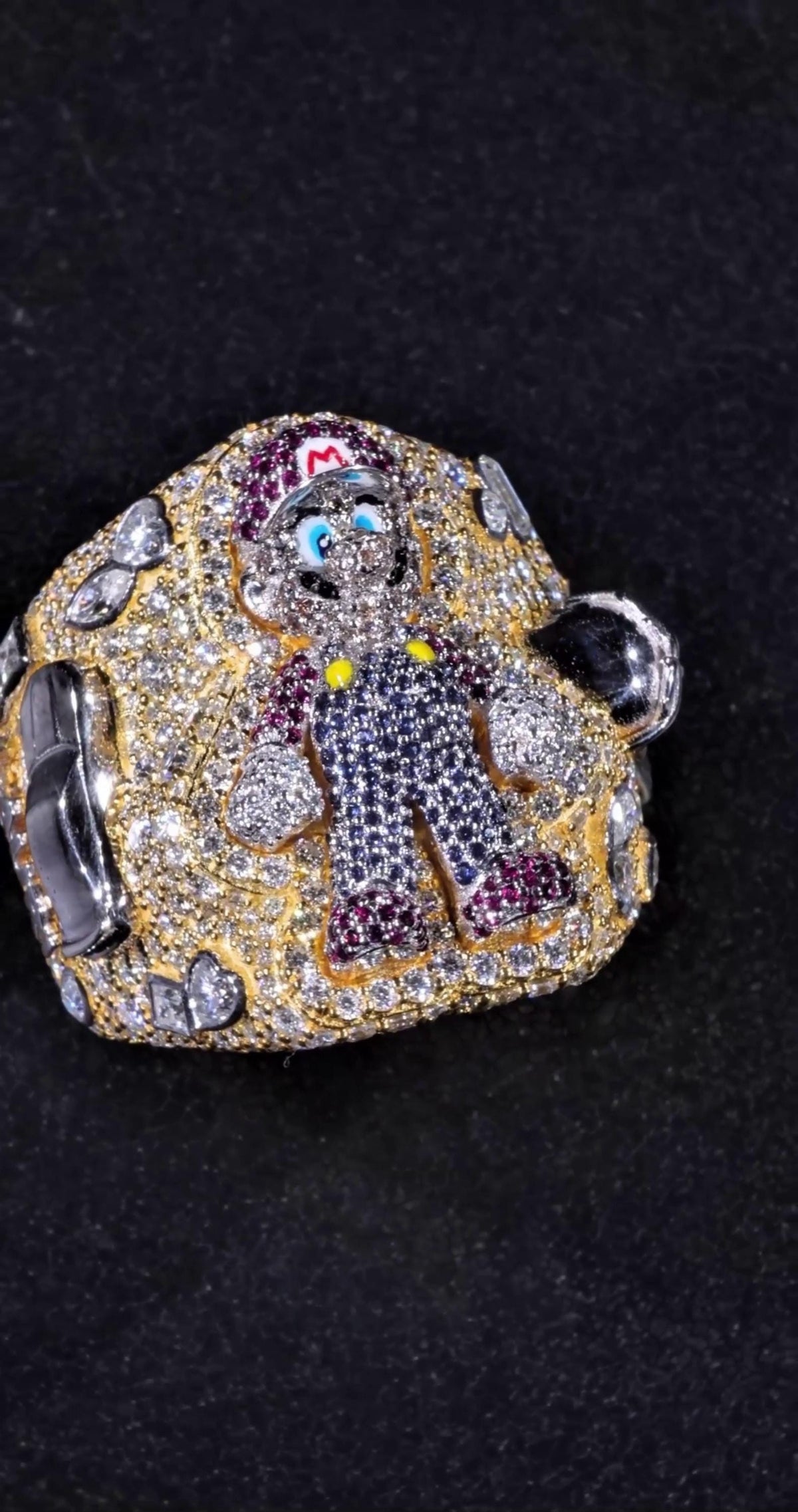 Custom Moissanite Video Game Character Ring, Iced Out 925 Silver Statement Ring, Personalized Hip Hop Jewelry Gift