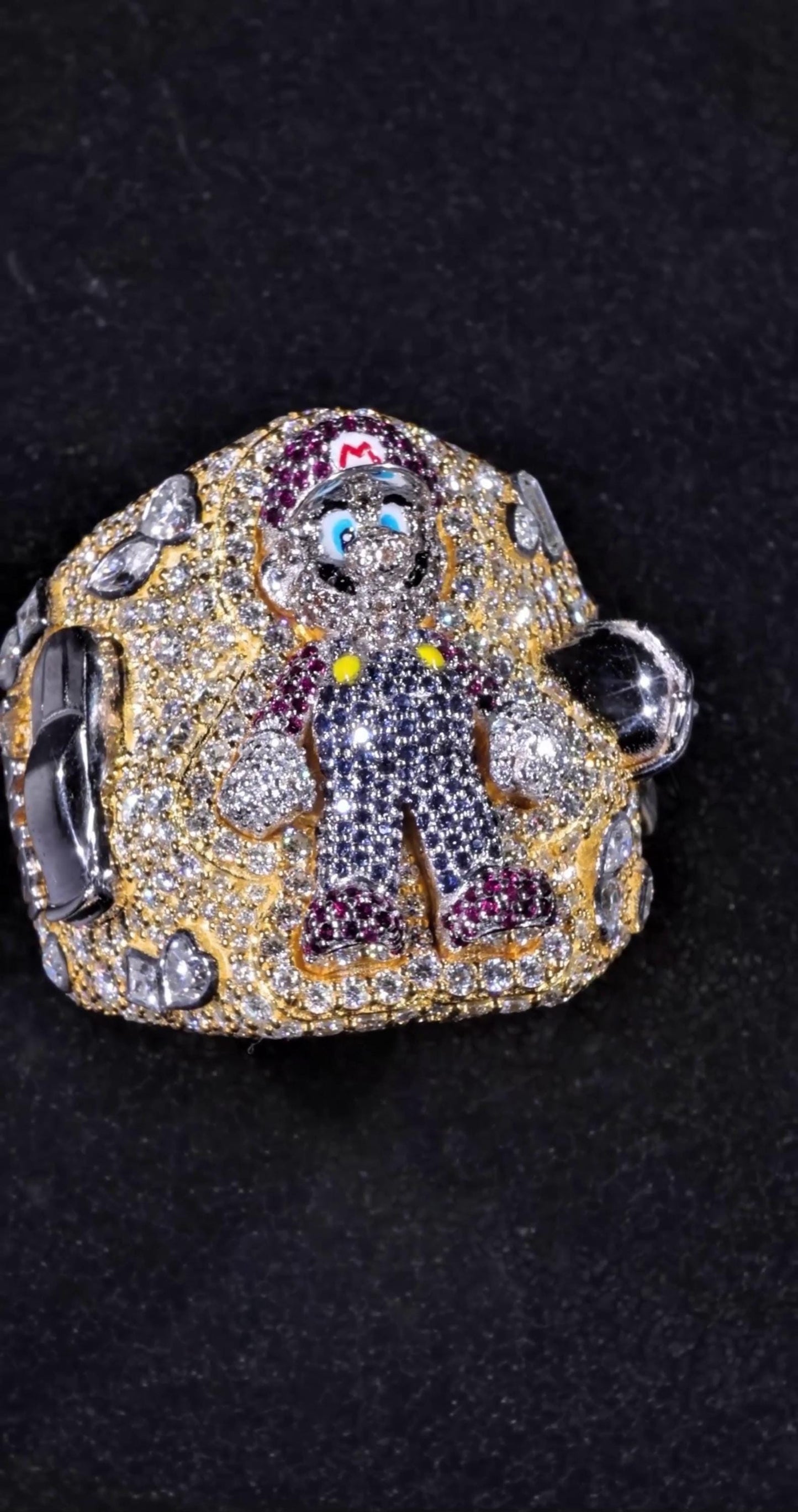 Custom Moissanite Video Game Character Ring, Iced Out 925 Silver Statement Ring, Personalized Hip Hop Jewelry Gift