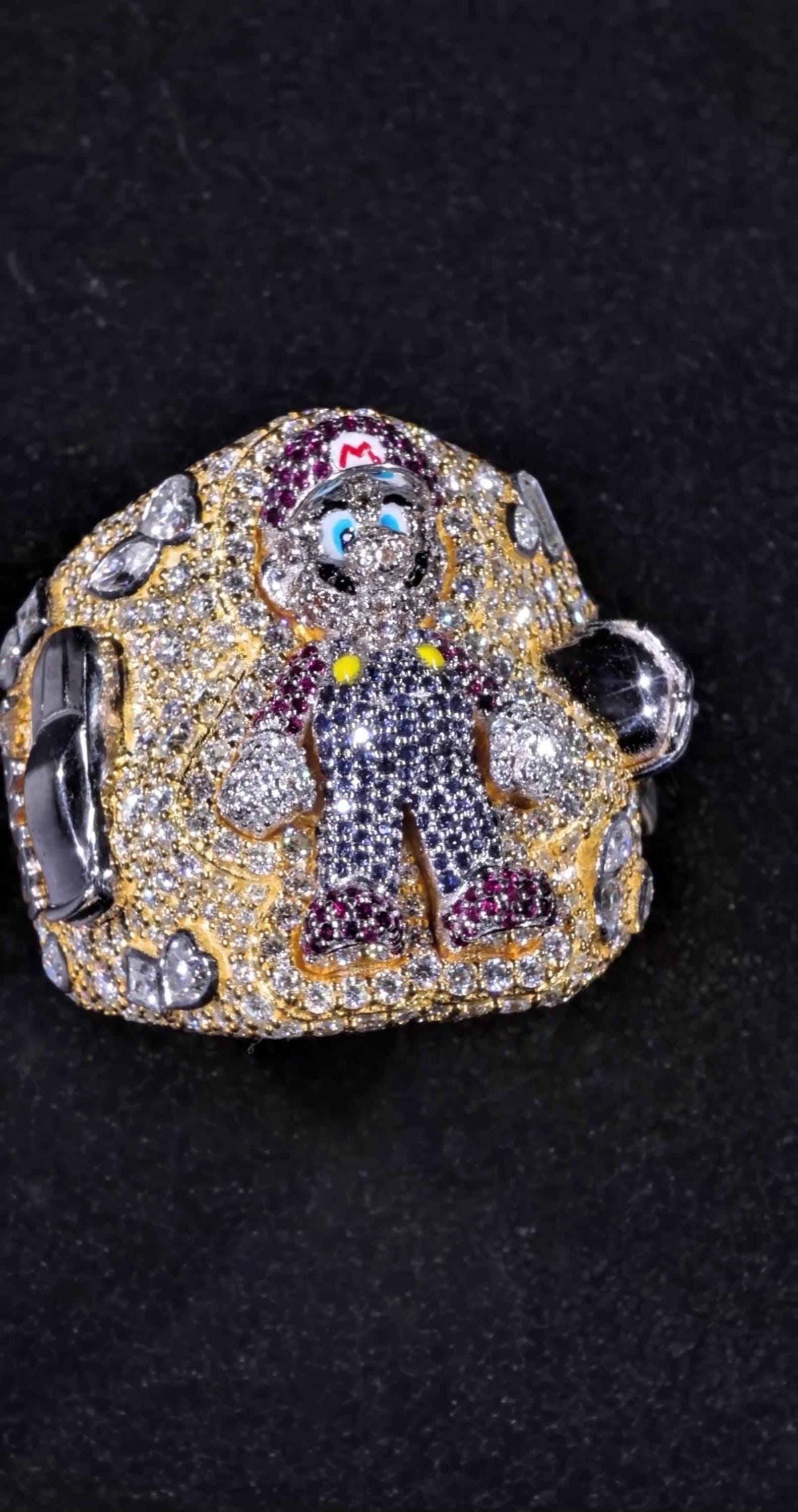 Custom Moissanite Video Game Character Ring, Iced Out 925 Silver Statement Ring, Personalized Hip Hop Jewelry Gift