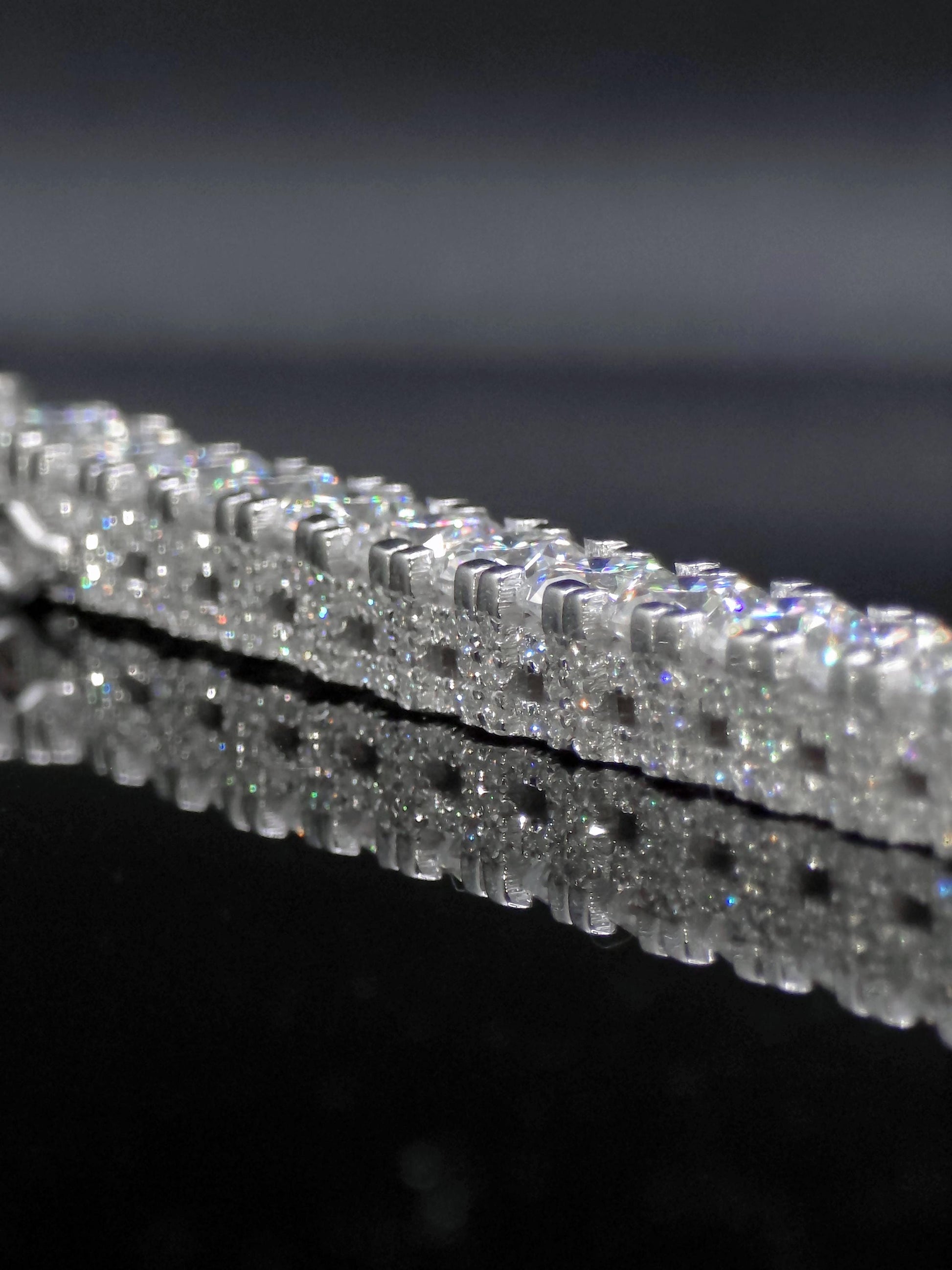 5mm Moissanite Tennis Bracelet, Iced Out Prong Setting, 925 Silver Iced Out Bracelet, Gift for Him/Her