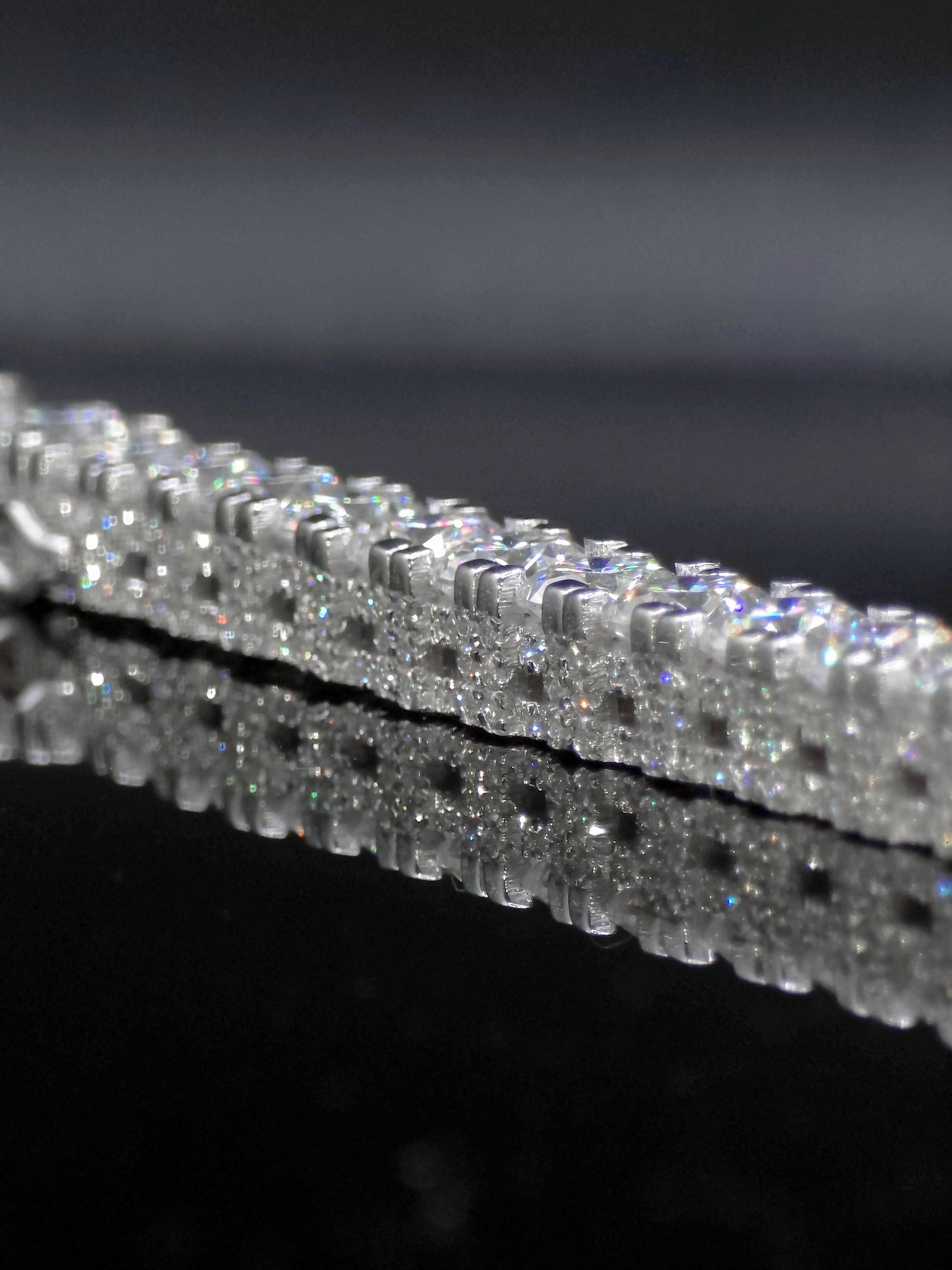 5mm Moissanite Tennis Bracelet, Iced Out Prong Setting, 925 Silver Iced Out Bracelet, Gift for Him/Her