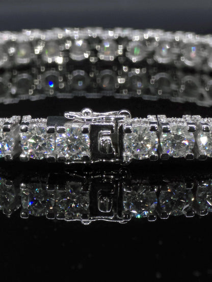 5mm Moissanite Tennis Bracelet, Iced Out Prong Setting, 925 Silver Iced Out Bracelet, Gift for Him/Her