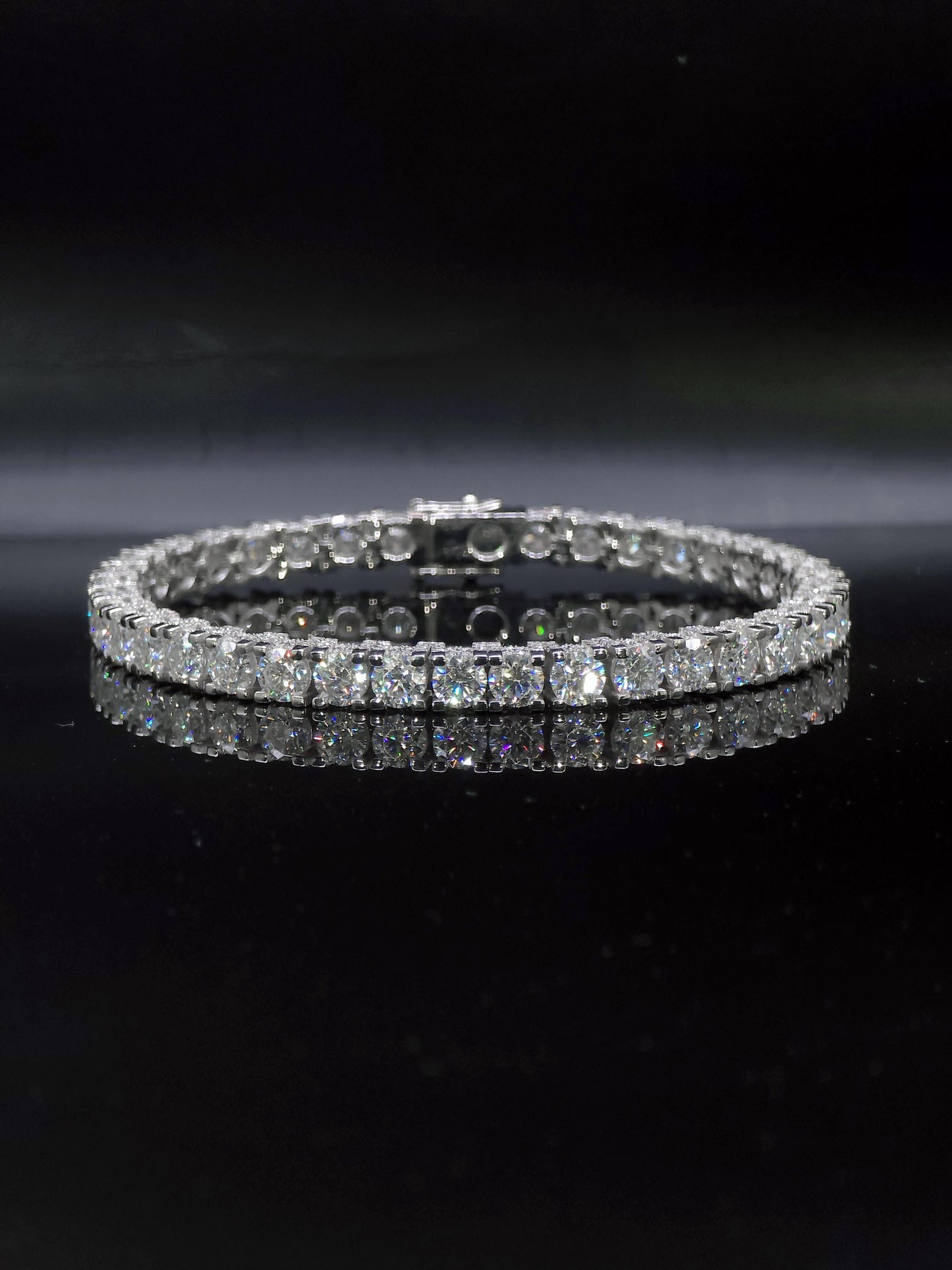 5mm Moissanite Tennis Bracelet, Iced Out Prong Setting, 925 Silver Iced Out Bracelet, Gift for Him/Her