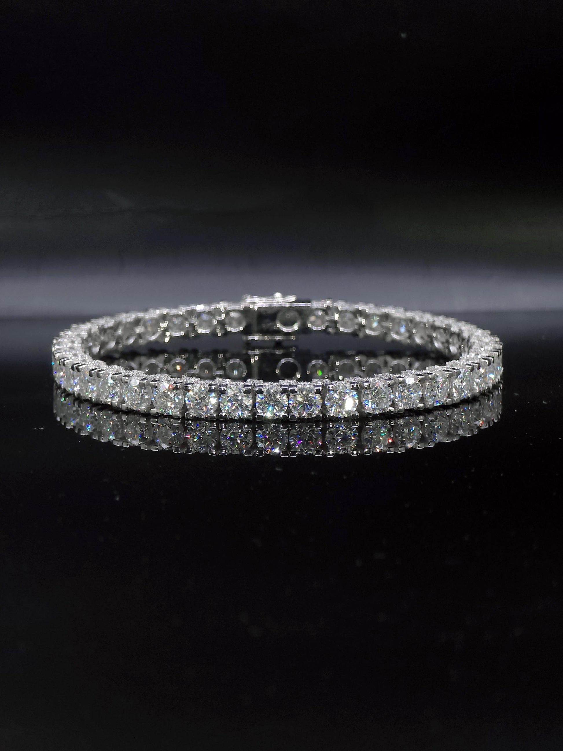 5mm Moissanite Tennis Bracelet, Iced Out Prong Setting, 925 Silver Iced Out Bracelet, Gift for Him/Her