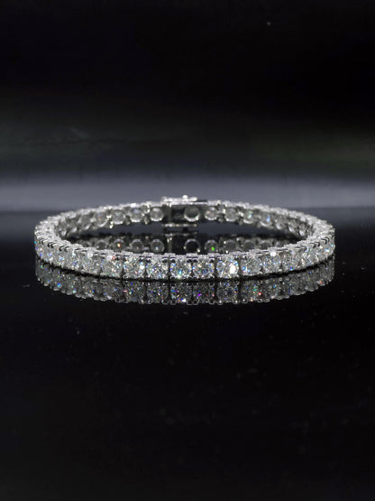 5mm Moissanite Tennis Bracelet, Iced Out Prong Setting, 925 Silver Iced Out Bracelet, Gift for Him/Her