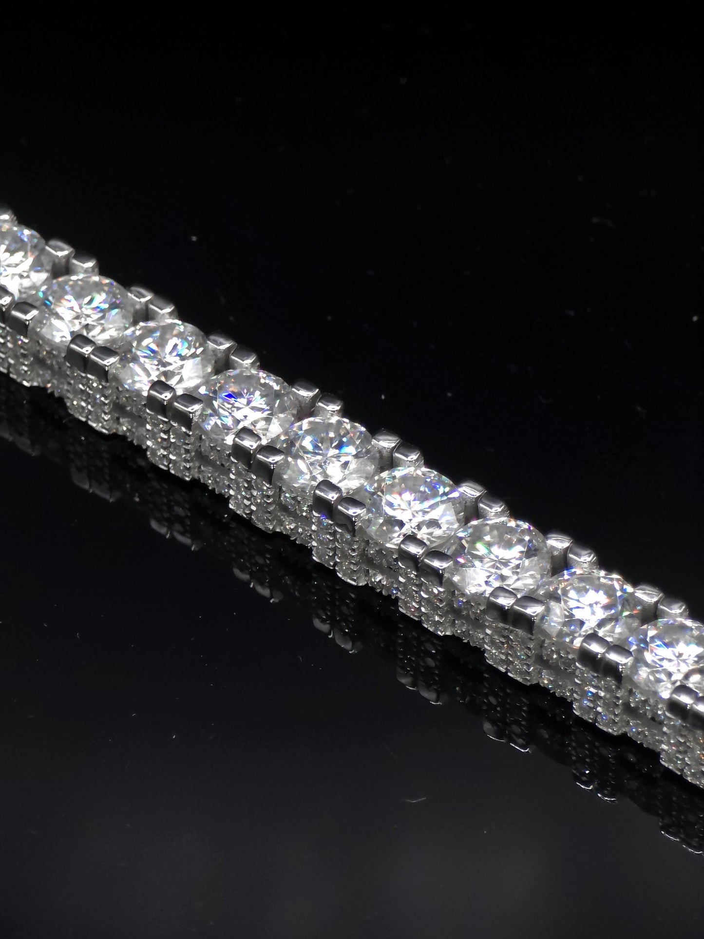 5mm Moissanite Tennis Bracelet, Iced Out Prong Setting, 925 Silver Iced Out Bracelet, Gift for Him/Her