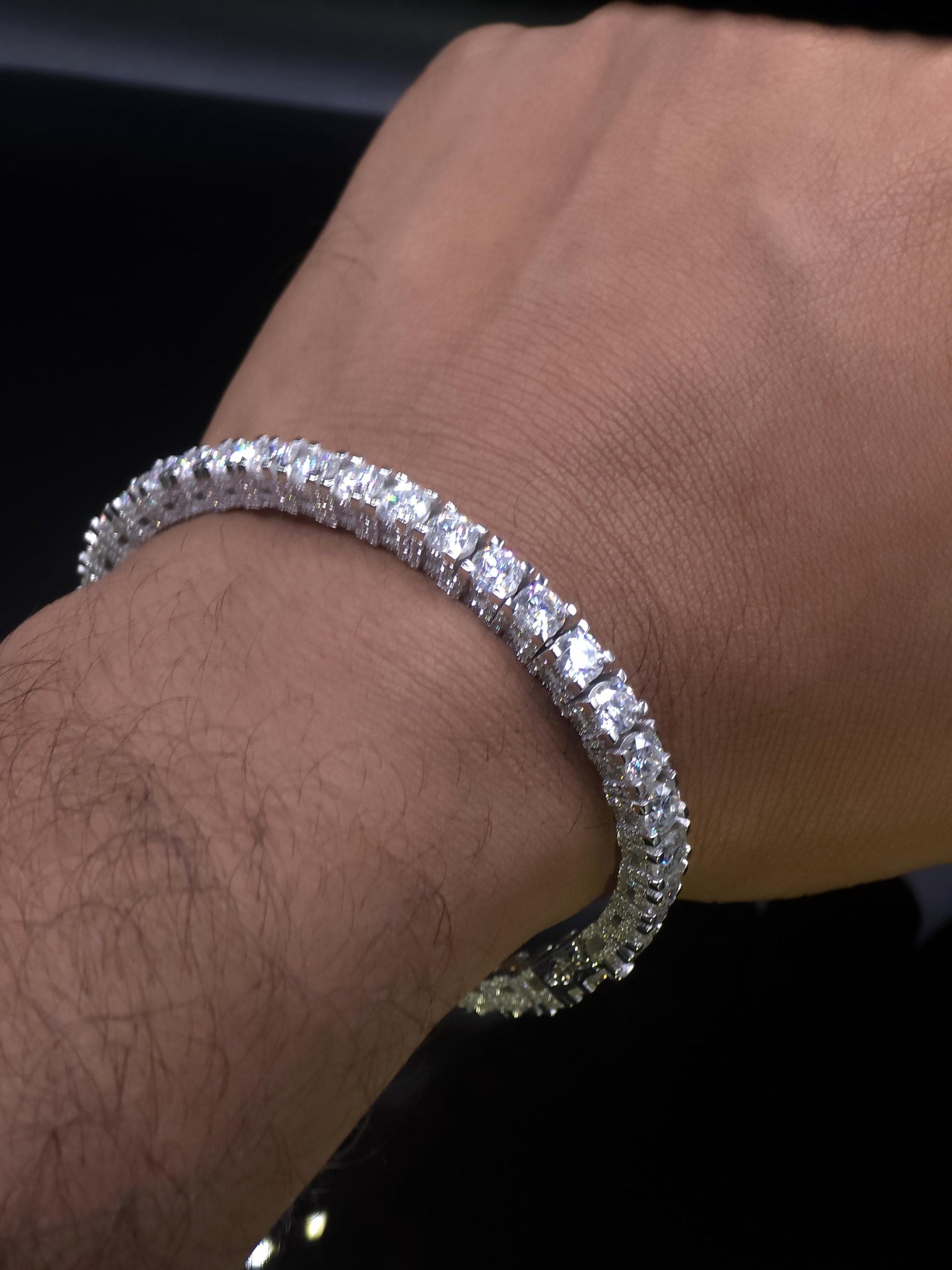 5mm Moissanite Tennis Bracelet, Iced Out Prong Setting, 925 Silver Iced Out Bracelet, Gift for Him/Her