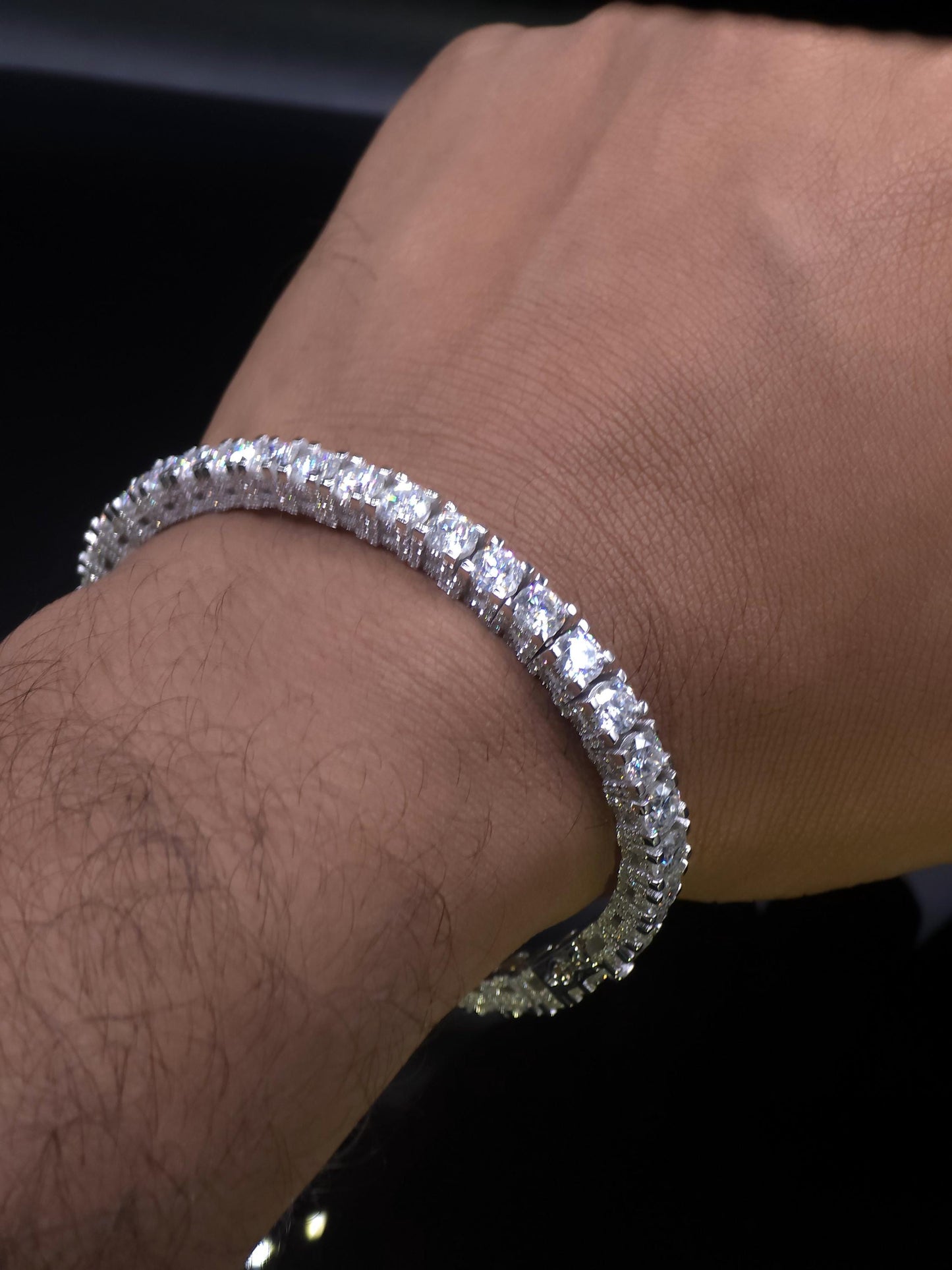 5mm Moissanite Tennis Bracelet, Iced Out Prong Setting, 925 Silver Iced Out Bracelet, Gift for Him/Her