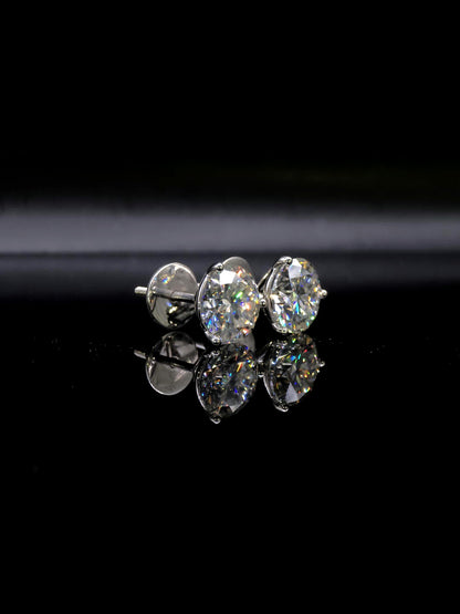 12mm Moissanite Stud Earrings, D Color VVS1 Round, 12 Carat Total Weight, 925 Sterling Silver/Solid 10K Gold, Three Prong Martini Setting