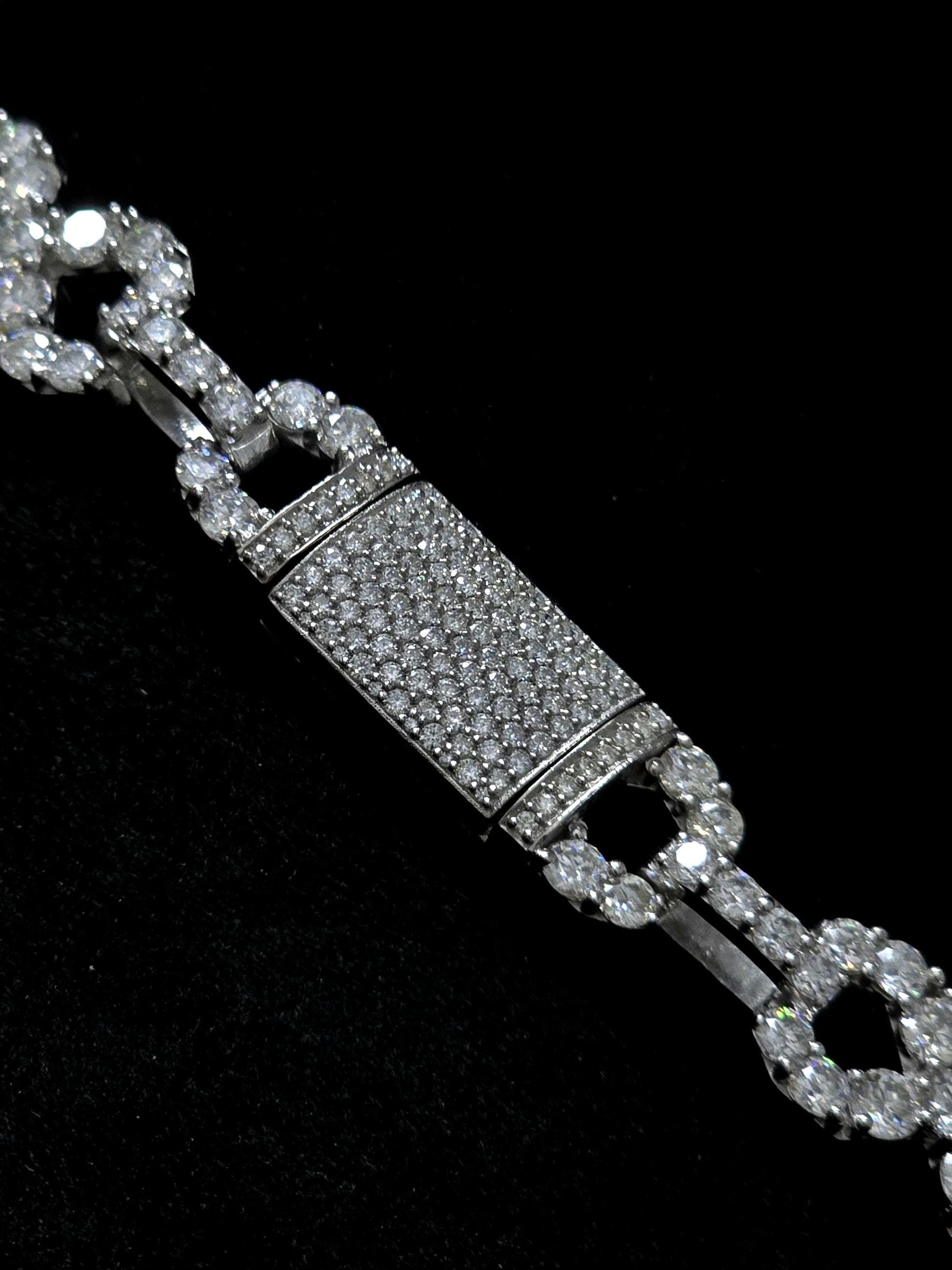 Infinity Link Chain 12mm, VVS1 Quality Round-cut Moissanite Diamond, Pass Diamond Tester