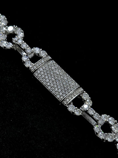 Infinity Link Chain 12mm, VVS1 Quality Round-cut Moissanite Diamond, Pass Diamond Tester