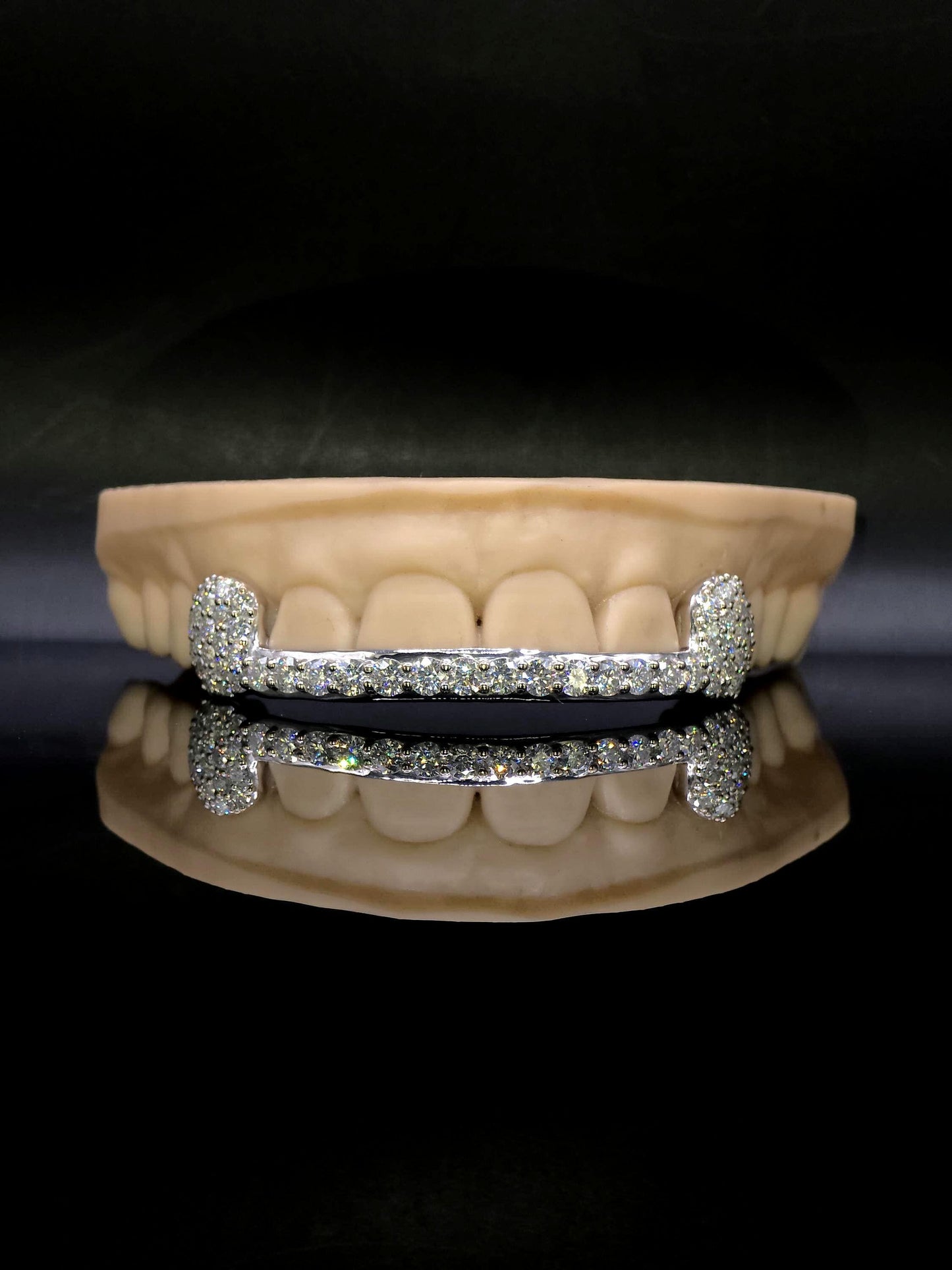 Custom Fangs & Bar Grillz, Open Face Moissanite Grill, VVS1 Iced Out Bar Grillz, 925 Sterling Silver Hip Hop Teeth Jewelry