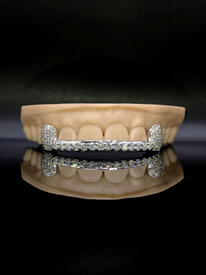 Custom Fangs & Bar Grillz, Open Face Moissanite Grill, VVS1 Iced Out Bar Grillz, 925 Sterling Silver Hip Hop Teeth Jewelry