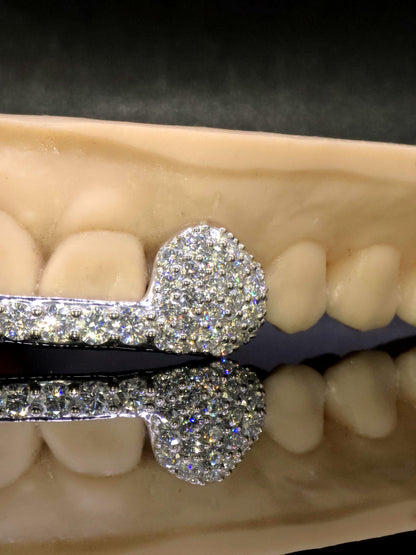 Custom Fangs & Bar Grillz, Open Face Moissanite Grill, VVS1 Iced Out Bar Grillz, 925 Sterling Silver Hip Hop Teeth Jewelry