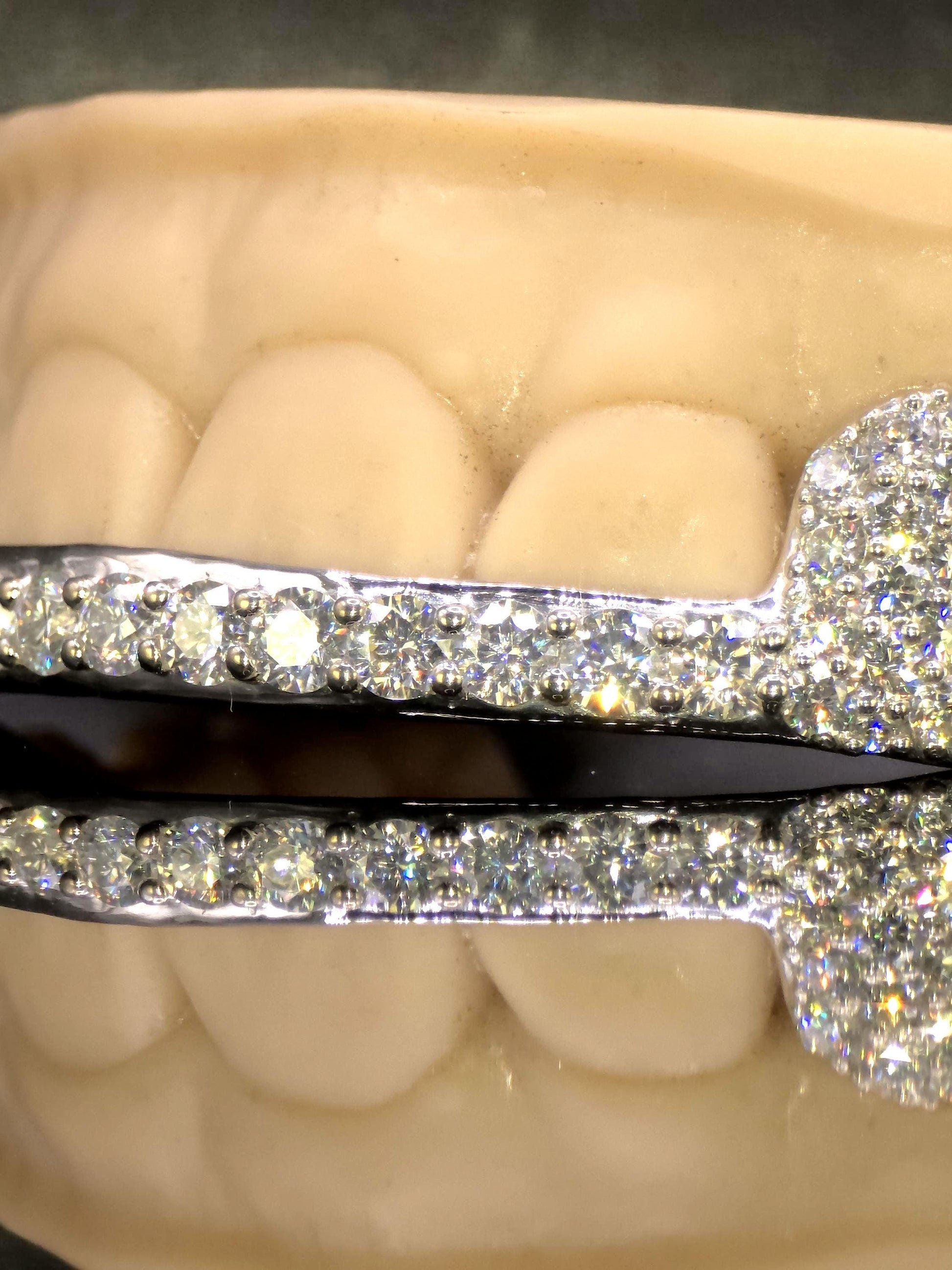 Custom Fangs & Bar Grillz, Open Face Moissanite Grill, VVS1 Iced Out Bar Grillz, 925 Sterling Silver Hip Hop Teeth Jewelry