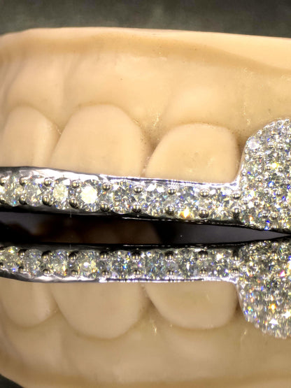 Custom Fangs & Bar Grillz, Open Face Moissanite Grill, VVS1 Iced Out Bar Grillz, 925 Sterling Silver Hip Hop Teeth Jewelry