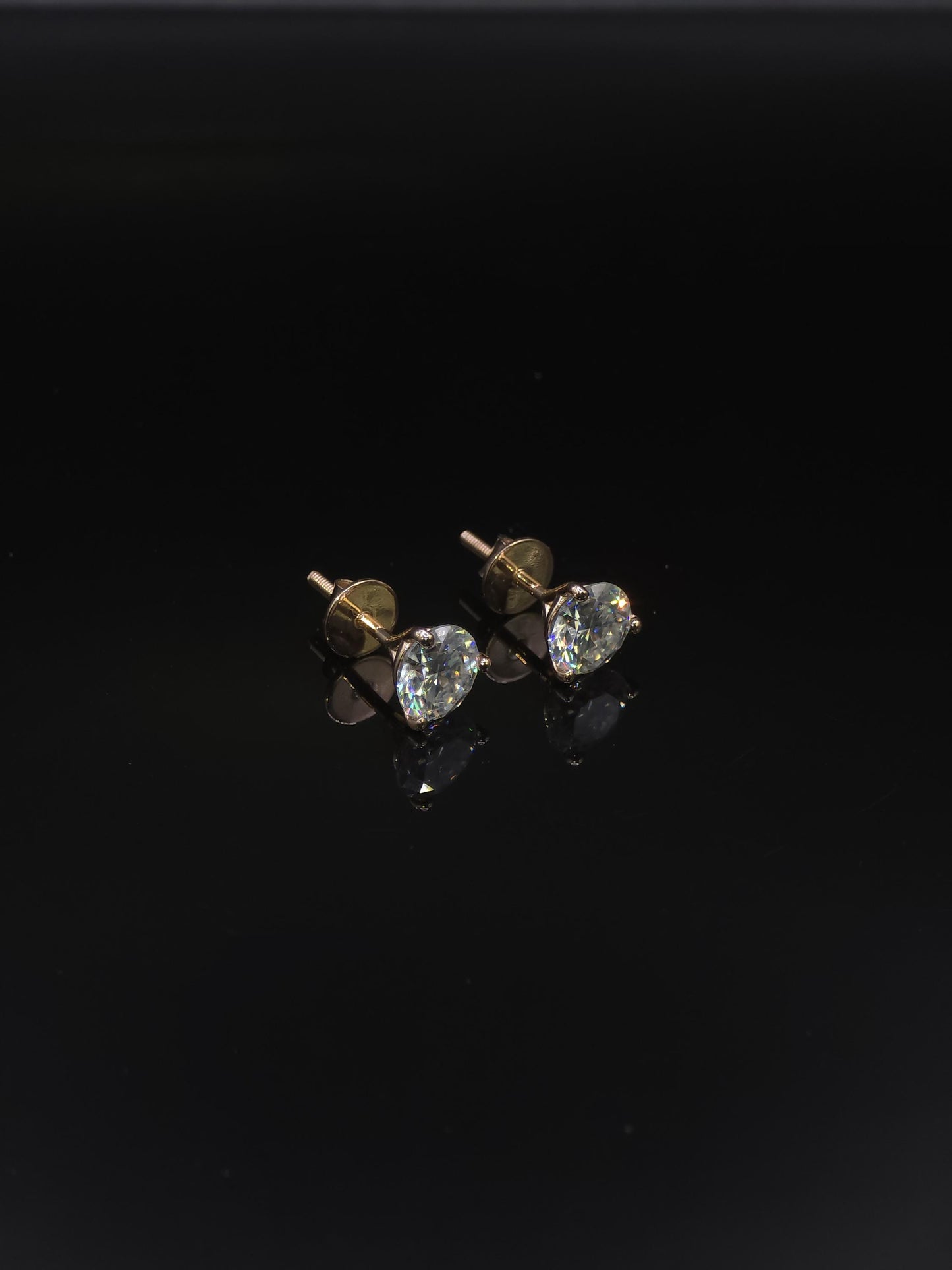 7mm Moissanite Stud Earrings, D Color VVS Round Cut, 2.4 Carat Total Weight, 925 Sterling Silver/Solid 10K Gold, Three Prong Martini Setting