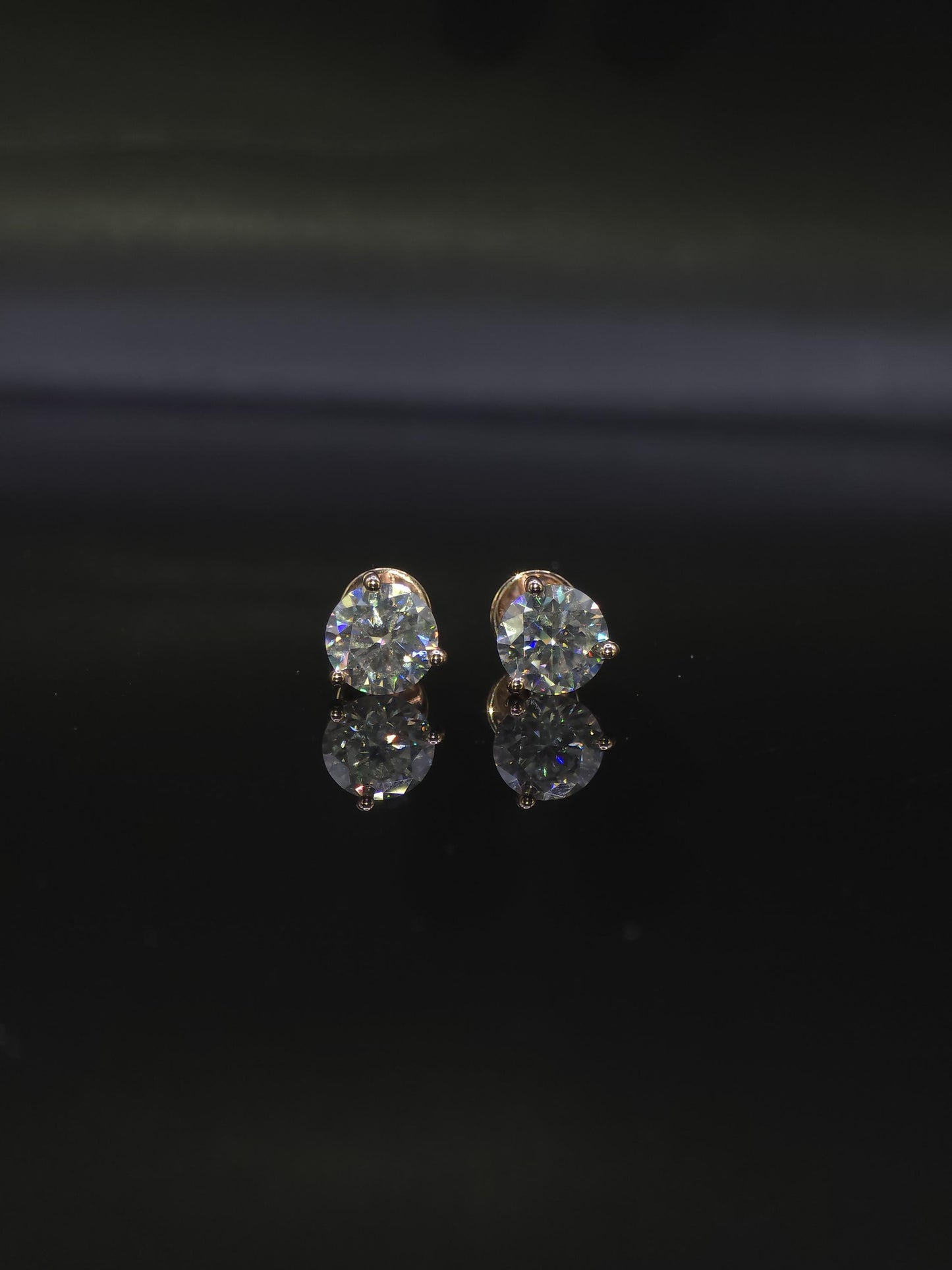 7mm Moissanite Stud Earrings, D Color VVS Round Cut, 2.4 Carat Total Weight, 925 Sterling Silver/Solid 10K Gold, Three Prong Martini Setting