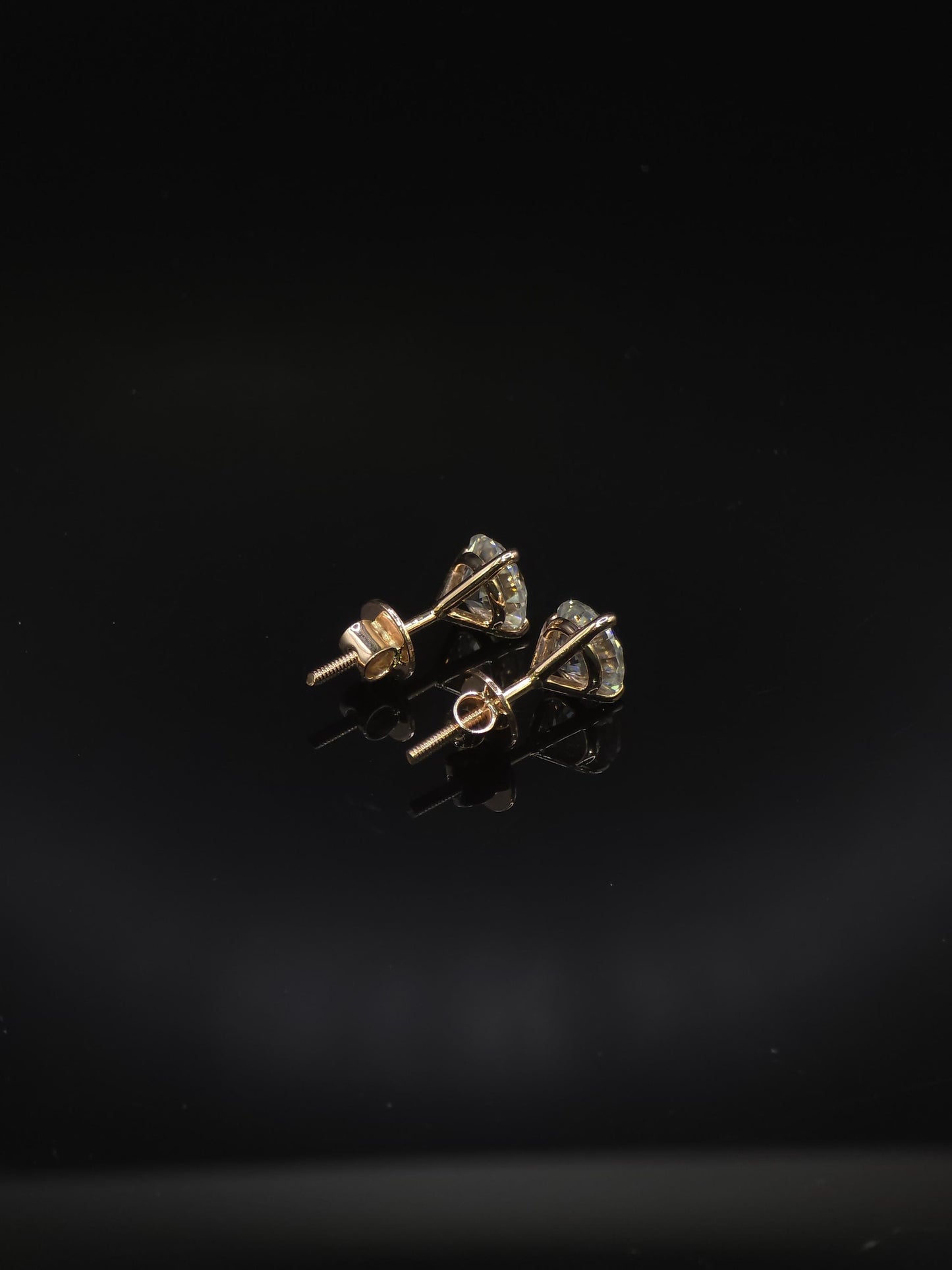 7mm Moissanite Stud Earrings, D Color VVS Round Cut, 2.4 Carat Total Weight, 925 Sterling Silver/Solid 10K Gold, Three Prong Martini Setting