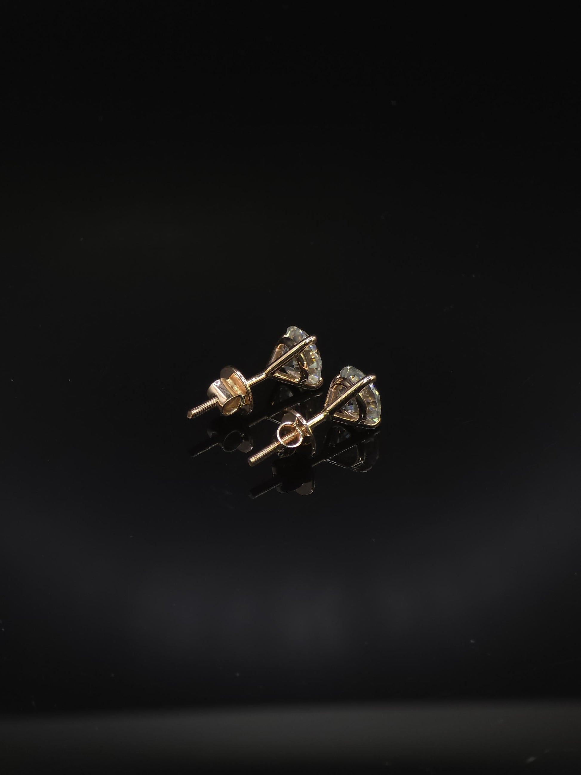 7mm Moissanite Stud Earrings, D Color VVS Round Cut, 2.4 Carat Total Weight, 925 Sterling Silver/Solid 10K Gold, Three Prong Martini Setting