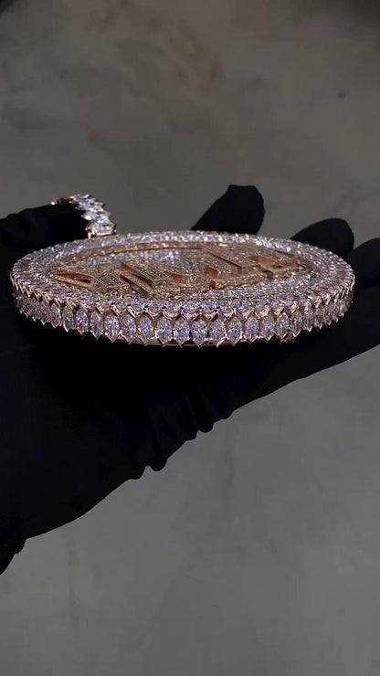 Large Heavy Custom Moissanite Pendant for Men, Hip Hop Iced Out Jewelry, D Color VVS1, 925 Silver, Passes Diamond Tester