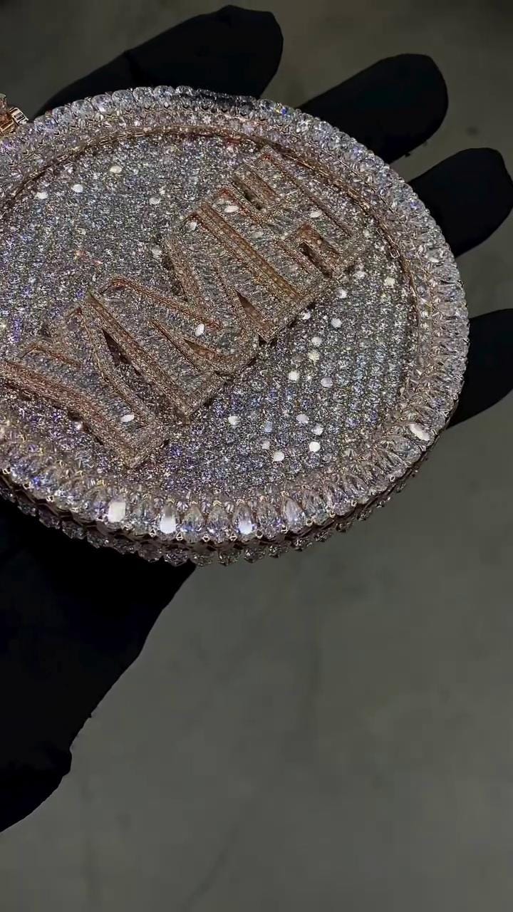 Large Heavy Custom Moissanite Pendant for Men, Hip Hop Iced Out Jewelry, D Color VVS1, 925 Silver, Passes Diamond Tester