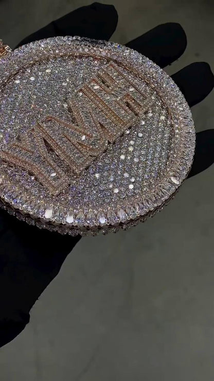 Large Heavy Custom Moissanite Pendant for Men, Hip Hop Iced Out Jewelry, D Color VVS1, 925 Silver, Passes Diamond Tester