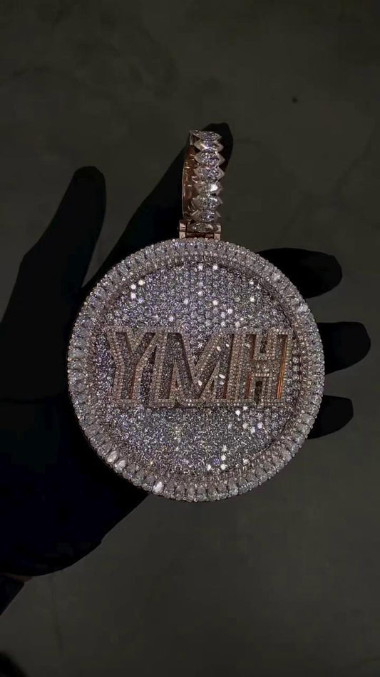 Large Heavy Custom Moissanite Pendant for Men, Hip Hop Iced Out Jewelry, D Color VVS1, 925 Silver, Passes Diamond Tester