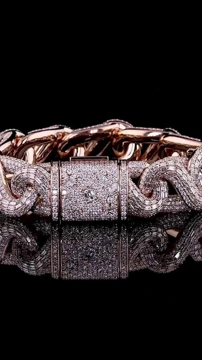 18mm New Wave Infinity Link Bracelet | VVS1 Moissanite Diamonds | Rose Gold Plated 925 Sterling Silver Men's Hip Hop Jewelry | Gift for him
