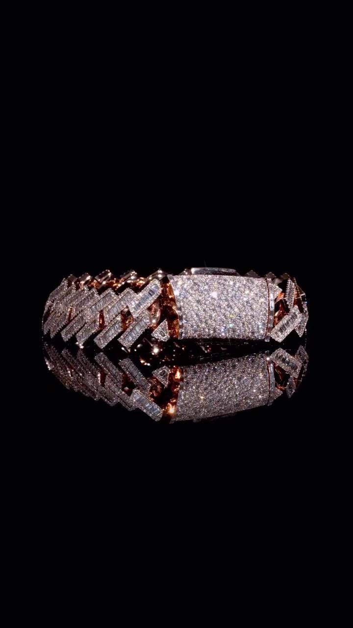 Moissanite Baguette Cuban Link Bracelet | 18mm | VVS1 Moissanite Diamonds | Rose Gold Plated 925 Sterling Silver | Hip Hop Jewelry