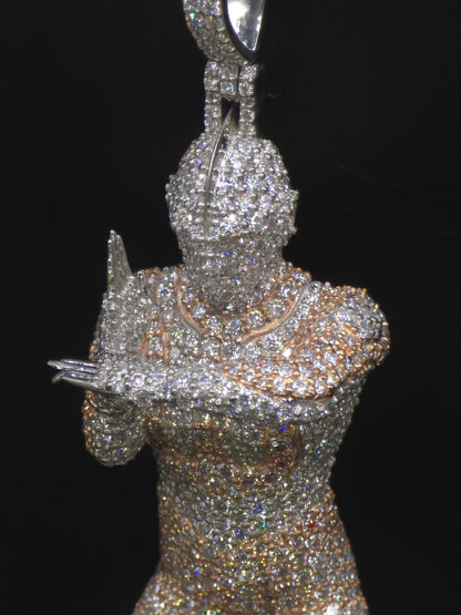 Iced Out Character Pendnat, 3inch tall, D Color VVS1 Moissanite, Rose Gold Plated 925 Sterling Silver, Hip Hop Jewelry