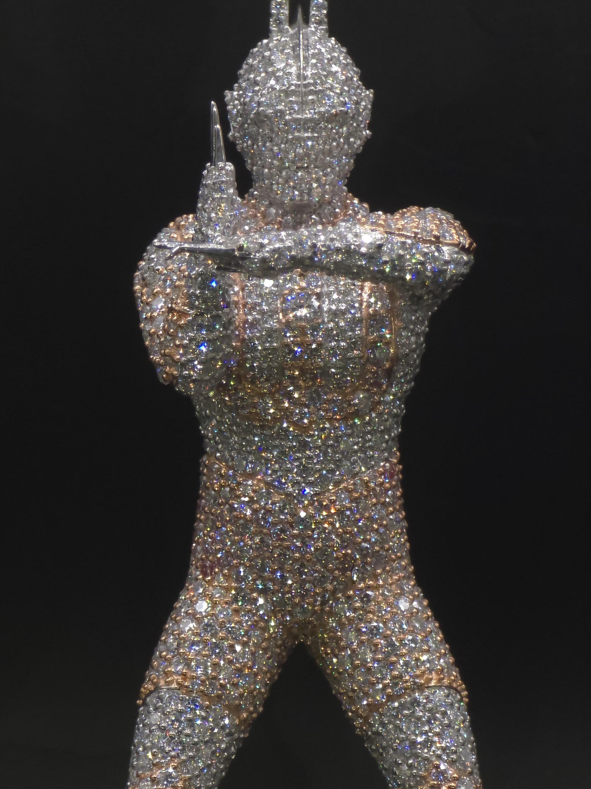 Iced Out Character Pendnat, 3inch tall, D Color VVS1 Moissanite, Rose Gold Plated 925 Sterling Silver, Hip Hop Jewelry