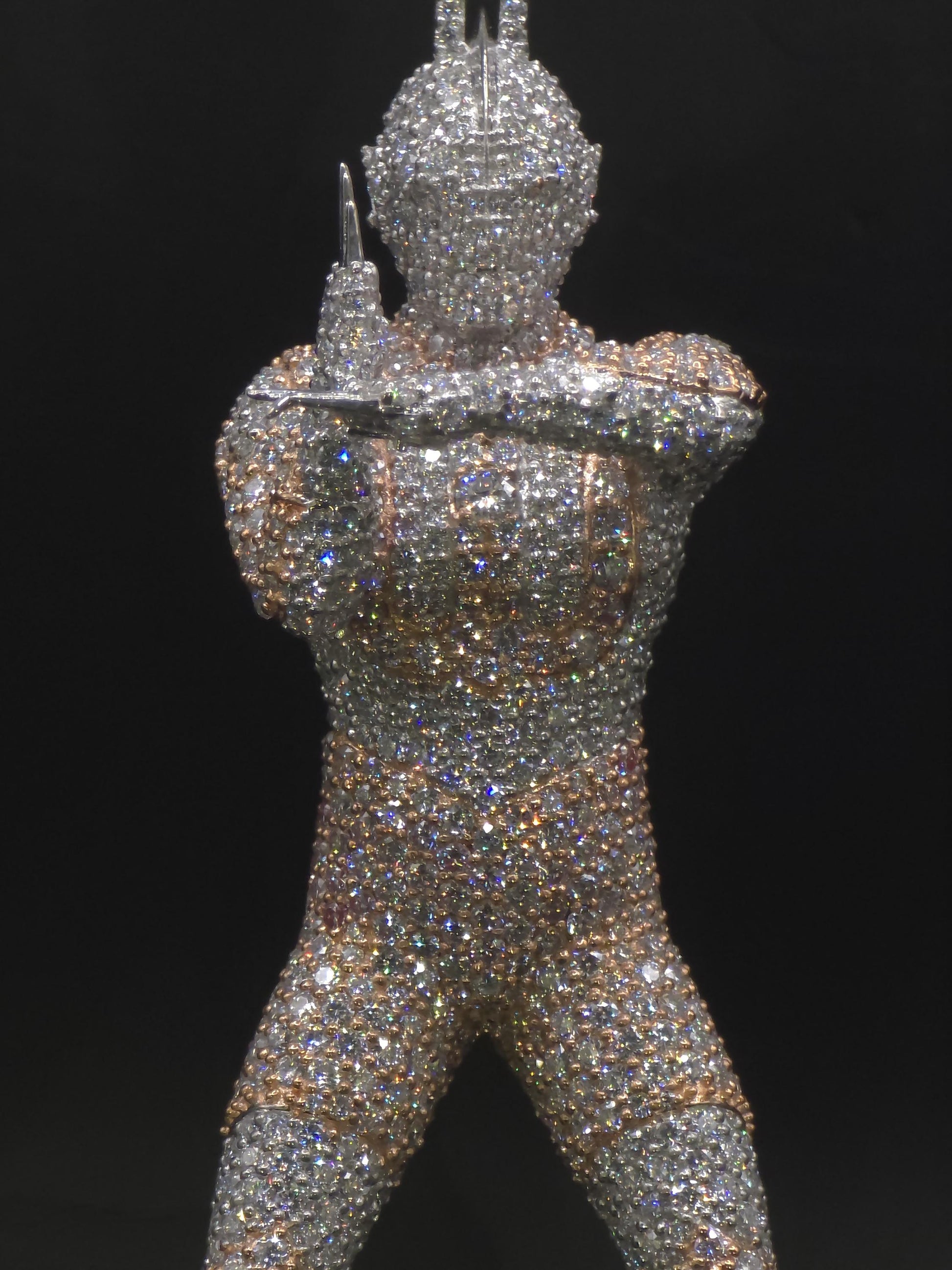 Iced Out Character Pendnat, 3inch tall, D Color VVS1 Moissanite, Rose Gold Plated 925 Sterling Silver, Hip Hop Jewelry