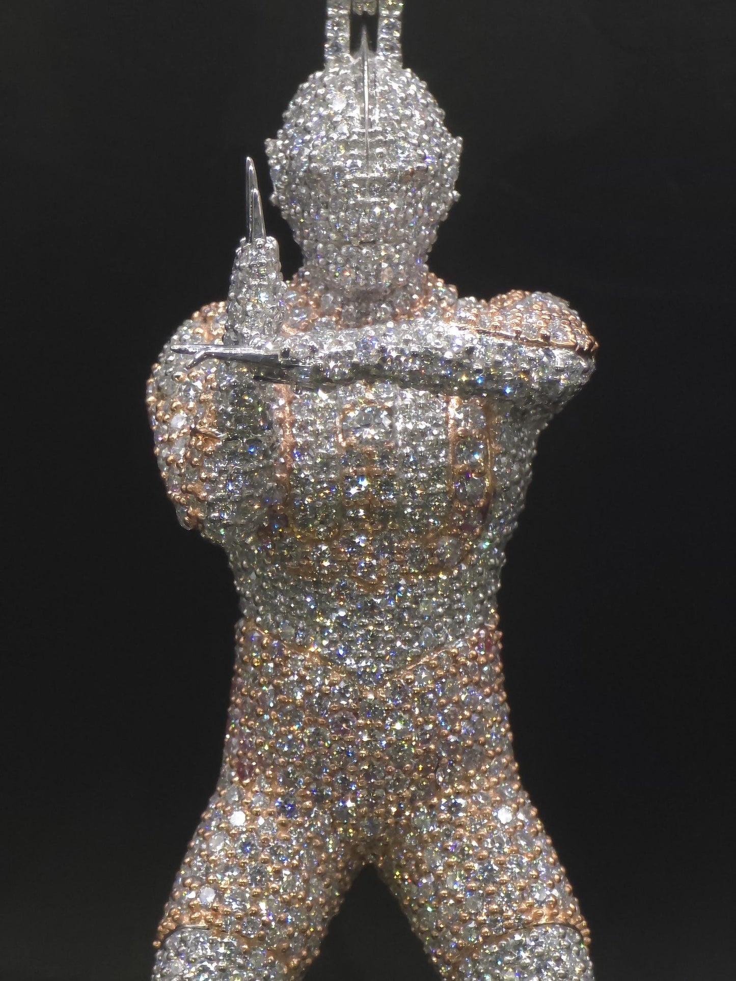 Iced Out Character Pendnat, 3inch tall, D Color VVS1 Moissanite, Rose Gold Plated 925 Sterling Silver, Hip Hop Jewelry