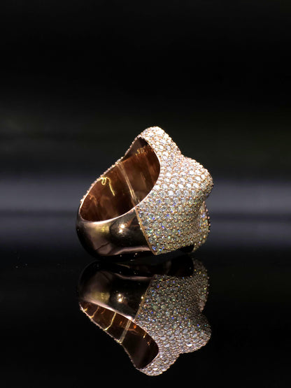 Large Pink Sapphire Cross Ring, VVS1 Moissanite Statement Ring, Rose Gold Plated 925 Silver, Iced Out Men’s Hip Hop Jewelry