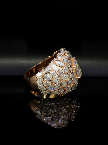 3ct Pear Moissanite Pinky Ring, Rose Gold Iced Out Hip Hop Ring, Pear & Marquise Cluster Bling, Rapper Statement Jewelry