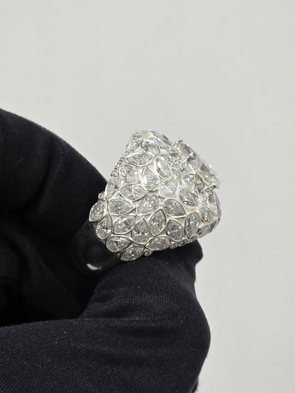 3ct Pear Moissanite Pinky Ring, Rose Gold Iced Out Hip Hop Ring, Pear & Marquise Cluster Bling, Rapper Statement Jewelry