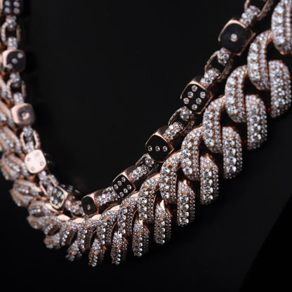 10mm Dice Link Chain, D Color VVS1 Moissanite Necklace & Wallet Chain, Solid 925 Sterling Silver, Iced Out Hip Hop Jewelry