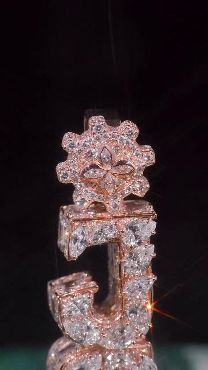 VVS Moissanite Vertical Pendant | Rose Gold Plated 925 Sterling Silver | Mixed Cut Moissanite | Diamond Tester Approved | Hip Hop Jewelry