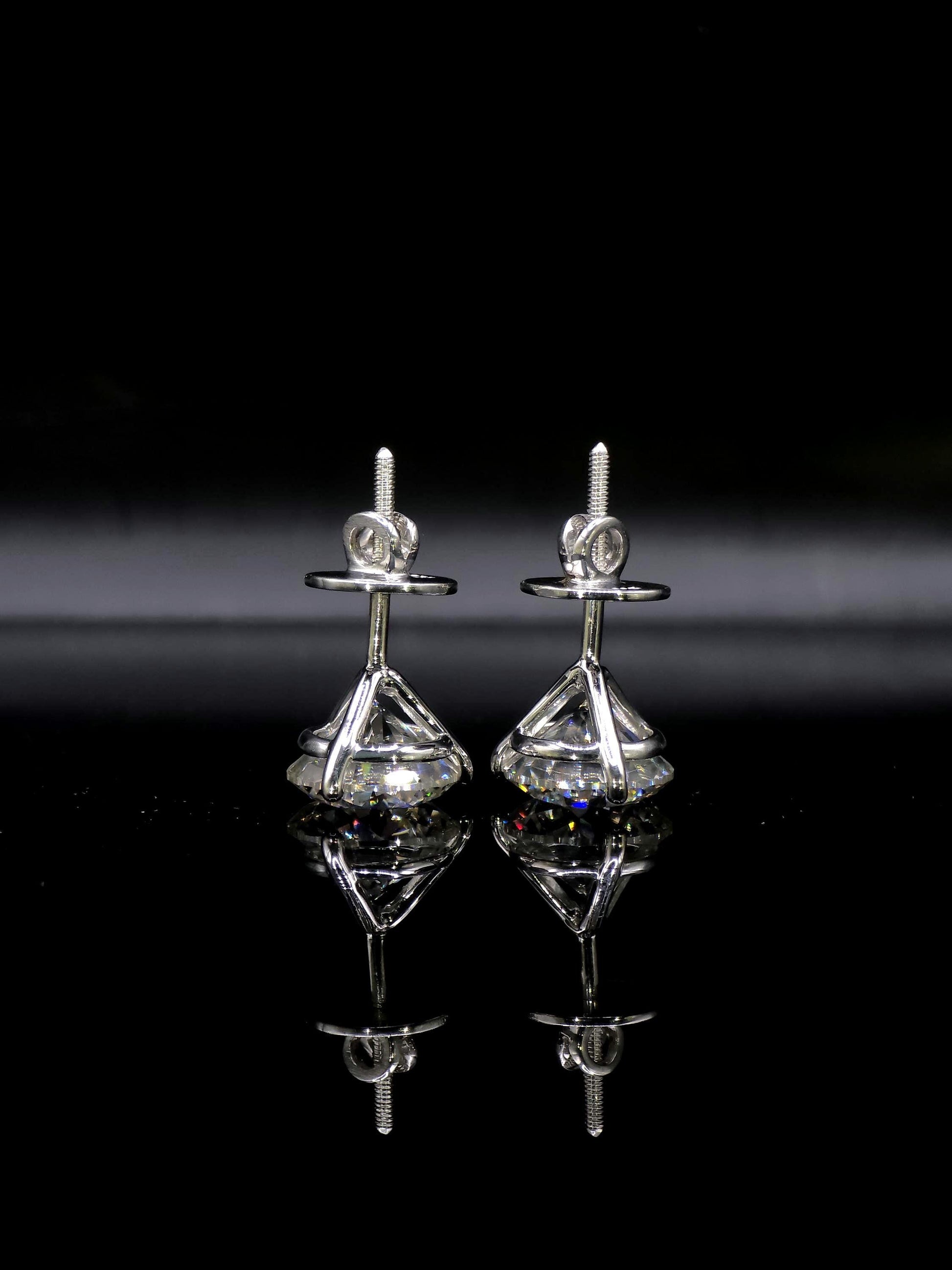 12mm Moissanite Stud Earrings, D Color VVS1 Round, 12 Carat Total Weight, 925 Sterling Silver/Solid 10K Gold, Three Prong Martini Setting