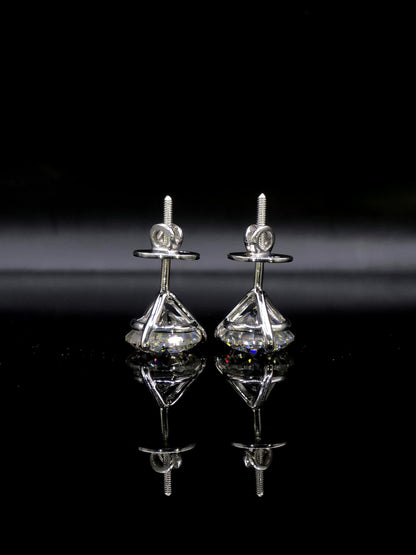 12mm Moissanite Stud Earrings, D Color VVS1 Round, 12 Carat Total Weight, 925 Sterling Silver/Solid 10K Gold, Three Prong Martini Setting