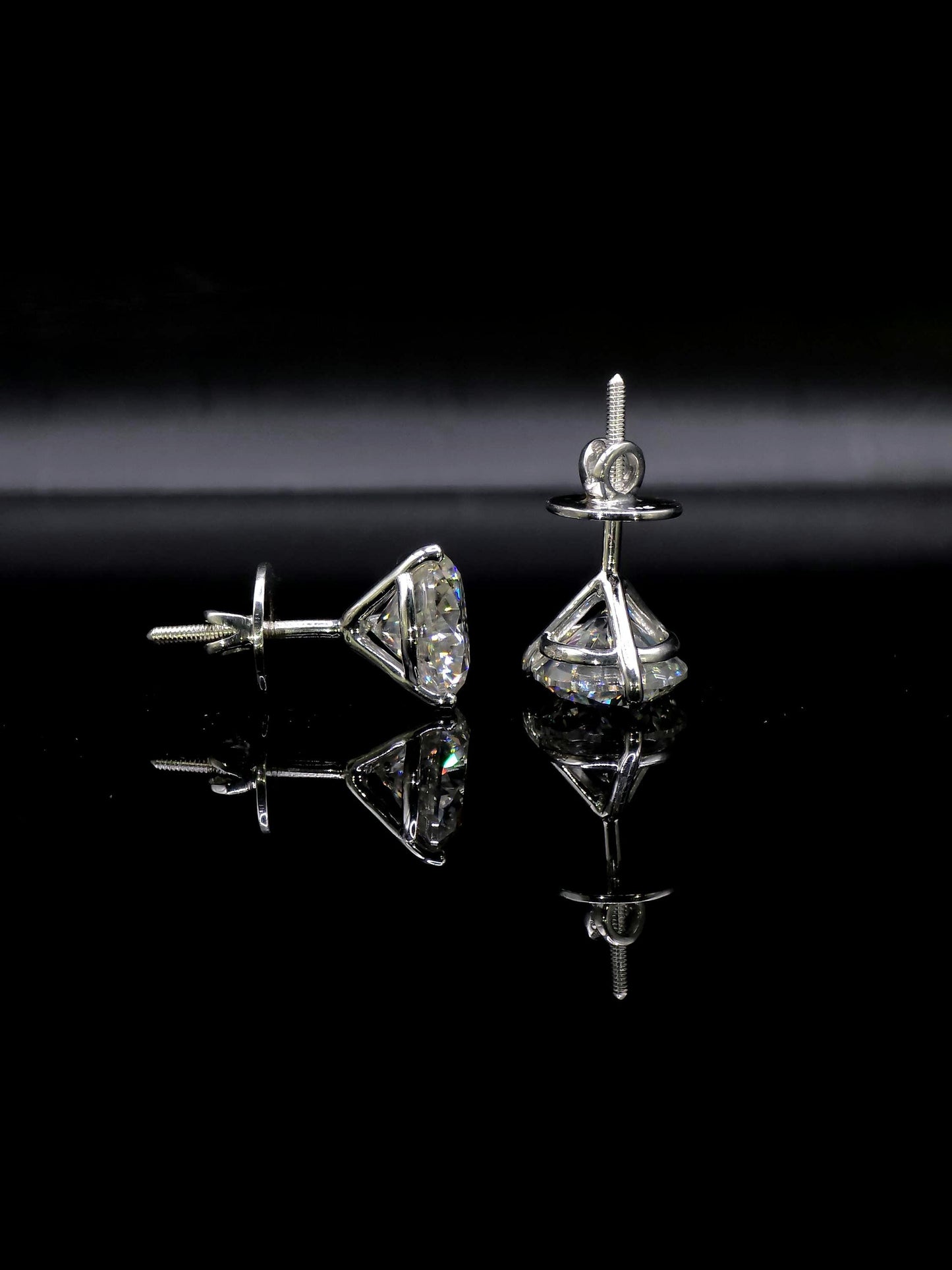 12mm Moissanite Stud Earrings, D Color VVS1 Round, 12 Carat Total Weight, 925 Sterling Silver/Solid 10K Gold, Three Prong Martini Setting