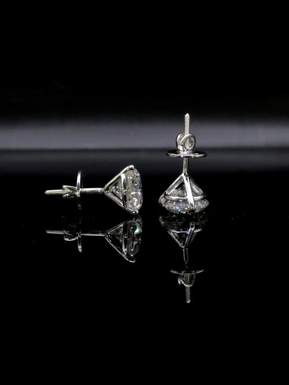 12mm Moissanite Stud Earrings, D Color VVS1 Round, 12 Carat Total Weight, 925 Sterling Silver/Solid 10K Gold, Three Prong Martini Setting