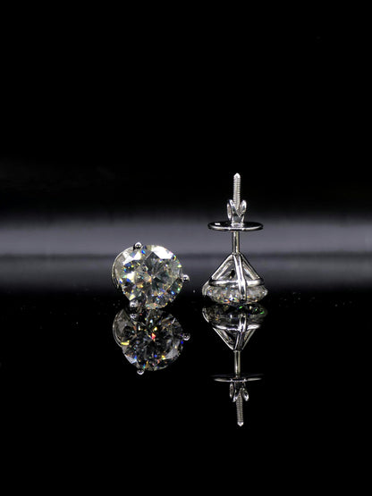 12mm Moissanite Stud Earrings, D Color VVS1 Round, 12 Carat Total Weight, 925 Sterling Silver/Solid 10K Gold, Three Prong Martini Setting