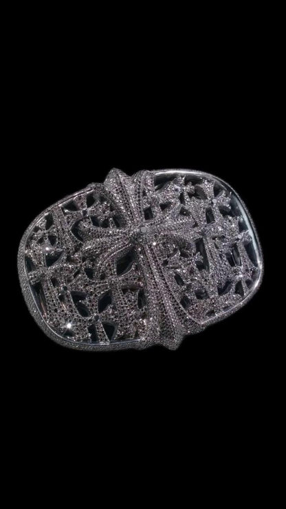 Black Moissanite Gothic Cross Belt Buckle, 925 Sterling Silver Cemetery Buckle, Iced Out Hip Hop Jewelry, Custom Men’s Buckle