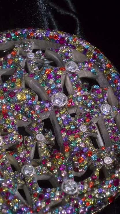 Multicolor CZ Gothic Cross Belt Buckle, 925 Sterling Silver Cemetery Buckle, Rainbow Iced Out Hip Hop Buckle, Custom Men’s Jewelry